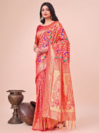 Shree Shyam Fashion Majestic Maroon Silk Saree with Gold Zari & Floral Design - Perfect for Festive & Traditional Occasions