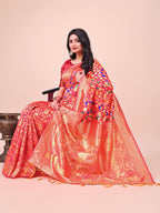Shree Shyam Fashion Majestic Maroon Silk Saree with Gold Zari & Floral Design - Perfect for Festive & Traditional Occasions