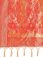 Shree Shyam Fashion Majestic Red Silk Saree with Gold Zari & Floral Design - Perfect for Festive & Traditional Occasions