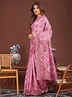 Shree Shyam Fashion Grace in Every Thread: Pink Patola Linen Cotton Saree Woven with Cultural Elegance