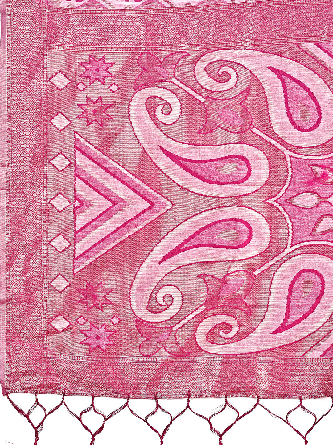 Shree Shyam Fashion Grace in Every Thread: Pink Patola Linen Cotton Saree Woven with Cultural Elegance