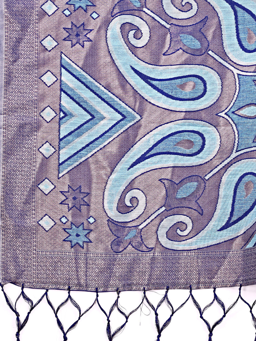 Shree Shyam Fashion Grace in Every Thread: Sky Blue Patola Linen Cotton Saree Woven with Cultural Elegance
