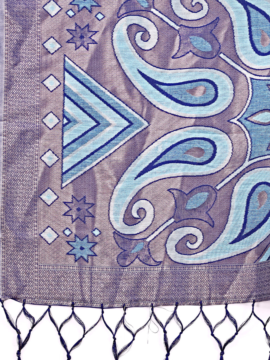 Shree Shyam Fashion Grace in Every Thread: Sky Blue Patola Linen Cotton Saree Woven with Cultural Elegance