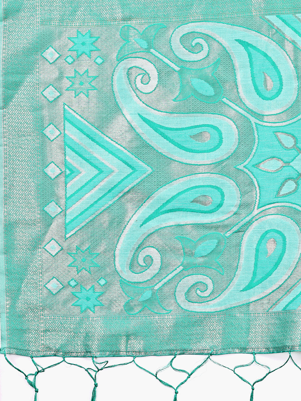 Shree Shyam Fashion Grace in Every Thread: Sea green Patola Linen Cotton Saree Woven with Cultural Elegance