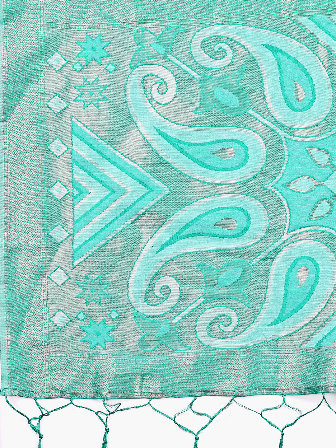 Shree Shyam Fashion Grace in Every Thread: Sea green Patola Linen Cotton Saree Woven with Cultural Elegance