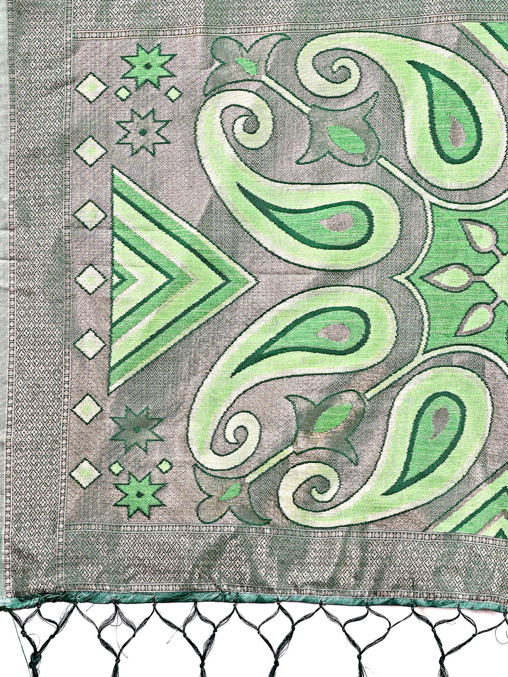 Shree Shyam Fashion Grace in Every Thread: Light green Patola Linen Cotton Saree Woven with Cultural Elegance