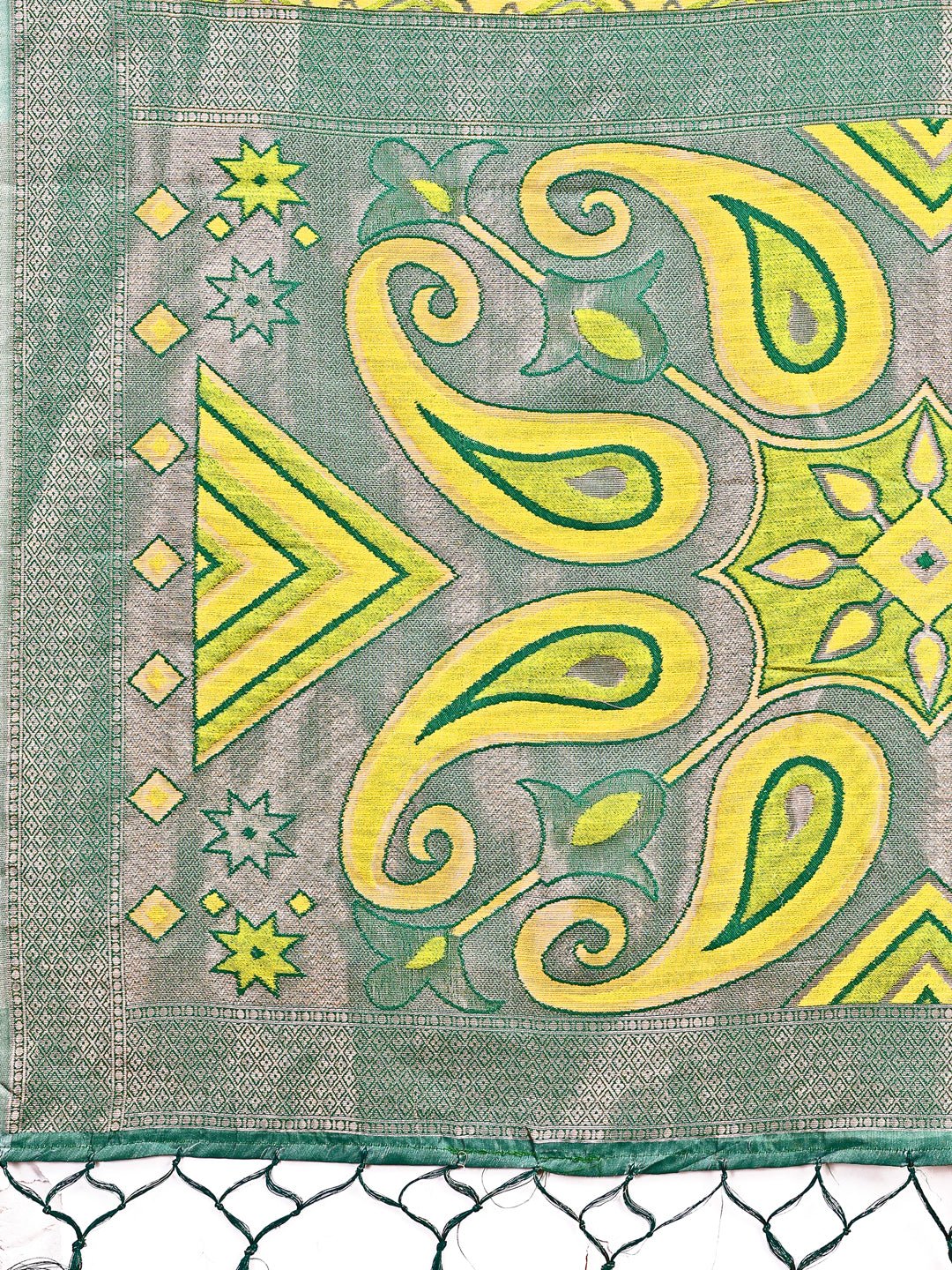 Shree Shyam Fashion Grace in Every Thread: Yellow Patola Linen Cotton Saree Woven with Cultural Elegance