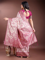 Shree Shyam Fashion Graceful Cream & Pink Linen Cotton Saree with Rich Zari Pallu - A Touch of Royal Comfort