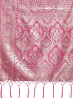 Shree Shyam Fashion Graceful Cream & Pink Linen Cotton Saree with Rich Zari Pallu - A Touch of Royal Comfort