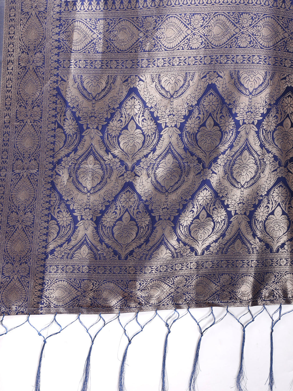 Shree Shyam Fashion Graceful Cream & Navy Blue Linen Cotton Saree with Rich Zari Pallu - A Touch of Royal Comfort