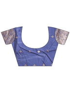 Shree Shyam Fashion Graceful Cream & Navy Blue Linen Cotton Saree with Rich Zari Pallu - A Touch of Royal Comfort