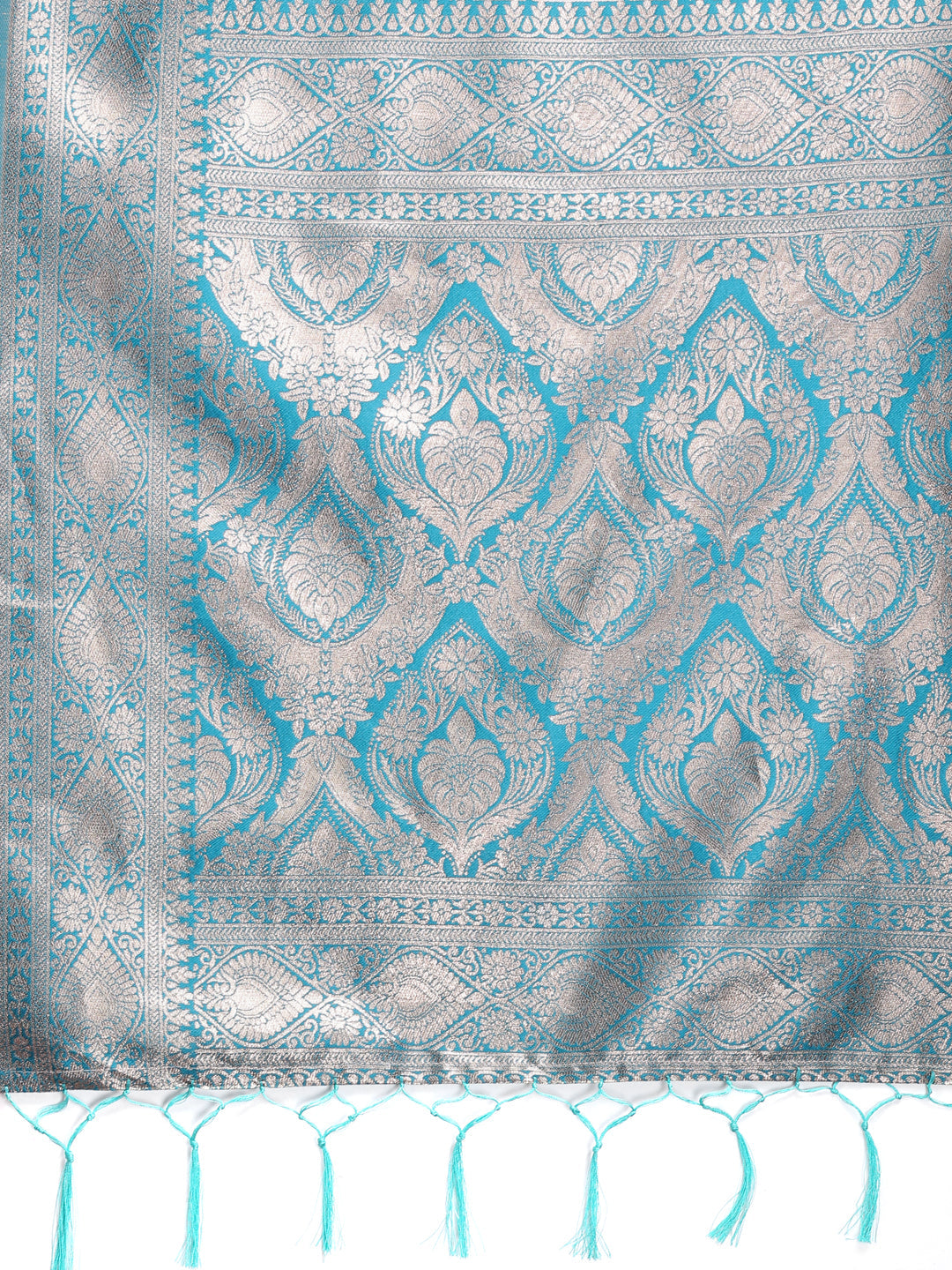 Shree Shyam Fashion Graceful Cream & Sea Green Linen Cotton Saree with Rich Zari Pallu - A Touch of Royal Comfort