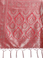 Shree Shyam Fashion Graceful Cream & Red Linen Cotton Saree with Rich Zari Pallu - A Touch of Royal Comfort