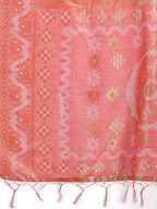 Shree Shyam Fashion Graceful Beige & Coral Linen Cotton Saree - Lightweight Elegance for Modern Women