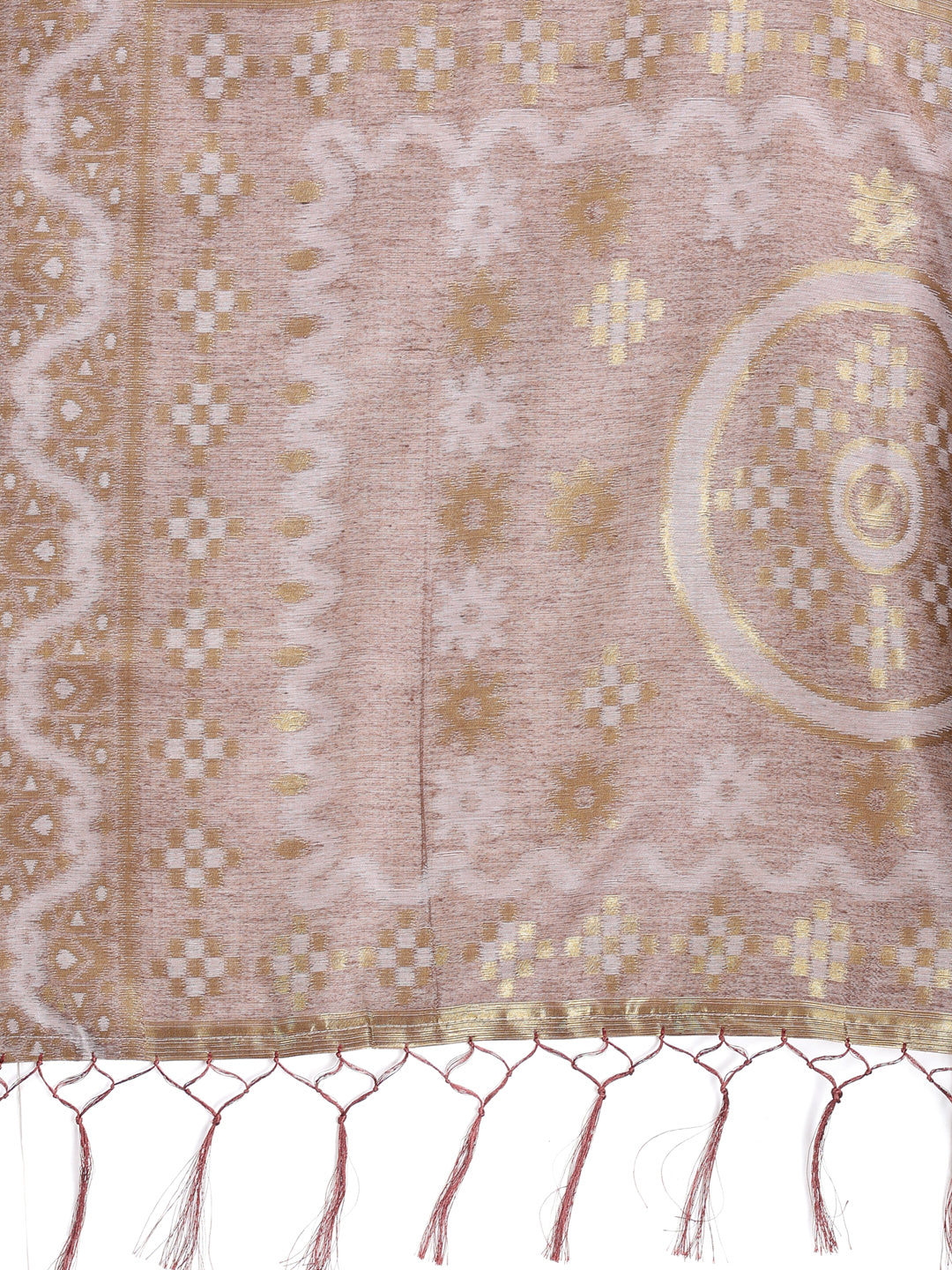 Shree Shyam Fashion Graceful Beige & Brown Linen Cotton Saree - Lightweight Elegance for Modern Women