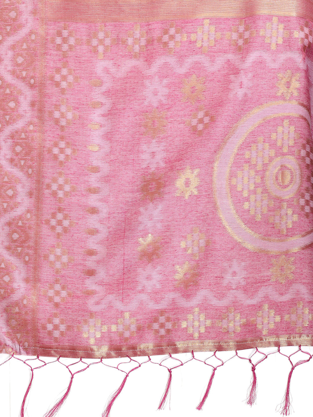 Shree Shyam Fashion Graceful Beige & Pink Linen Cotton Saree - Lightweight Elegance for Modern Women