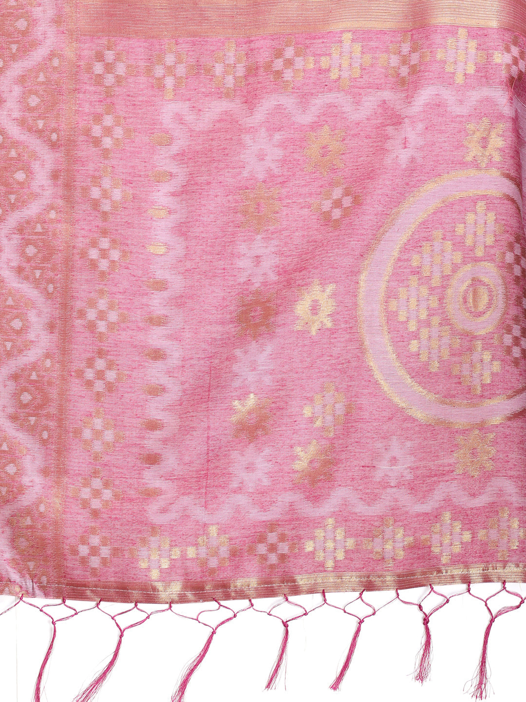 Shree Shyam Fashion Graceful Beige & Pink Linen Cotton Saree - Lightweight Elegance for Modern Women