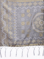 Shree Shyam Fashion Graceful Beige & Grey Linen Cotton Saree - Lightweight Elegance for Modern Women