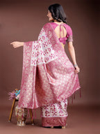 Shree Shyam Fashion Purple Linen Cotton Woven Zari Work Traditional Tassel Saree
