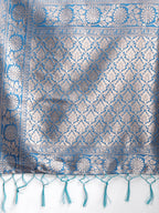 Shree Shyam Fashion Sky Blue Linen Cotton Woven Zari Work Traditional Tassel Saree