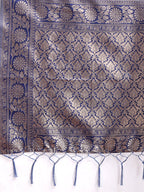 Shree Shyam Fashion Navy Blue Linen Cotton Woven Zari Work Traditional Tassel Saree
