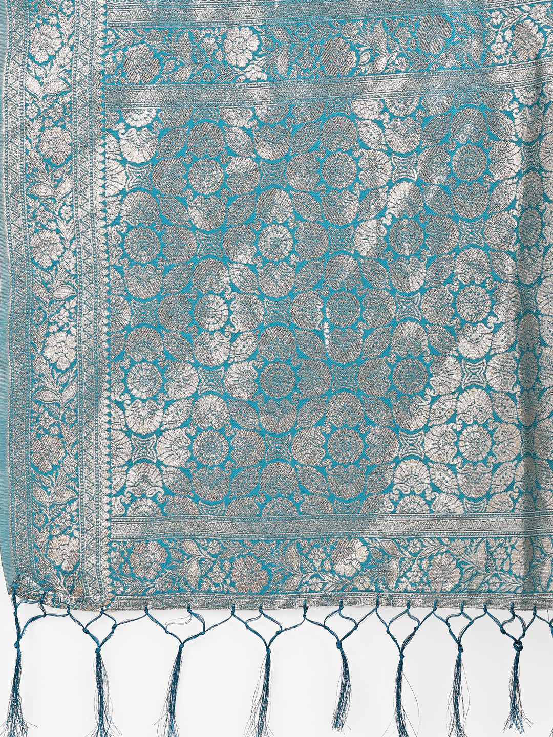 Shree Shyam Fashion Elegant Off-White & Teal Linen Cotton Saree with Zari Woven Border and Pallu - Soft Lightweight Saree for Daily,Festive & Office Wear