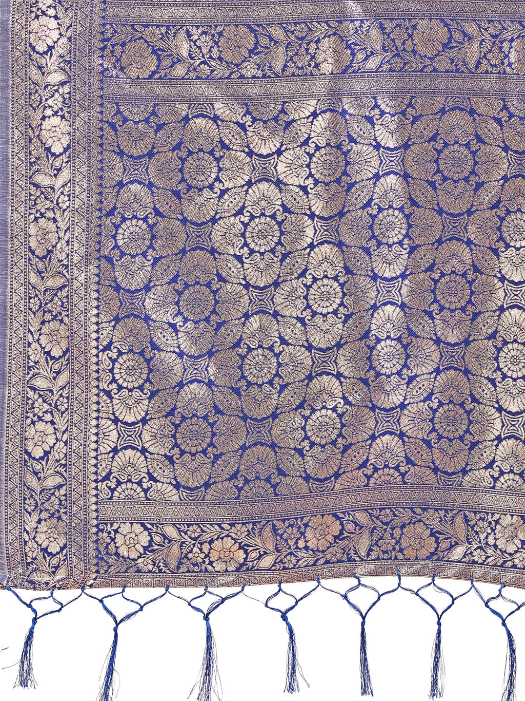 Shree Shyam Fashion Elegant Off-White & Blue Linen Cotton Saree with Zari Woven Border and Pallu - Soft Lightweight Saree for Daily,Festive & Office Wear