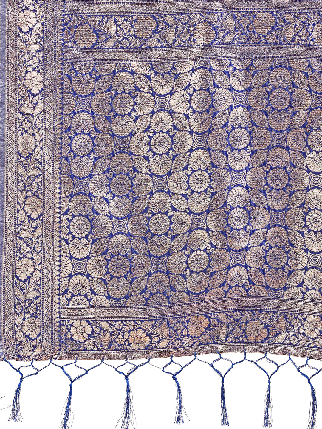 Shree Shyam Fashion Elegant Off-White & Blue Linen Cotton Saree with Zari Woven Border and Pallu - Soft Lightweight Saree for Daily,Festive & Office Wear