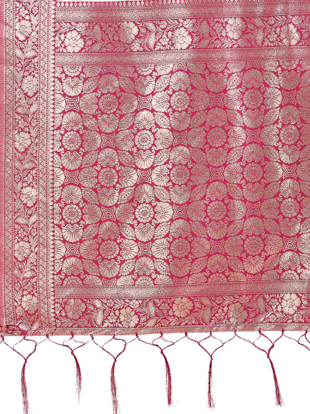 Shree Shyam Fashion Elegant Off-White & Magenta Linen Cotton Saree with Zari Woven Border and Pallu - Soft Lightweight Saree for Daily,Festive & Office Wear