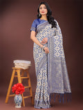 Shree Shyam Fashion Blue Linen Saree with Rich Woven Zari Work - Elegant Ethnic Saree for Festive & Office Wear