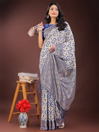 Shree Shyam Fashion Blue Linen Saree with Rich Woven Zari Work - Elegant Ethnic Saree for Festive & Office Wear