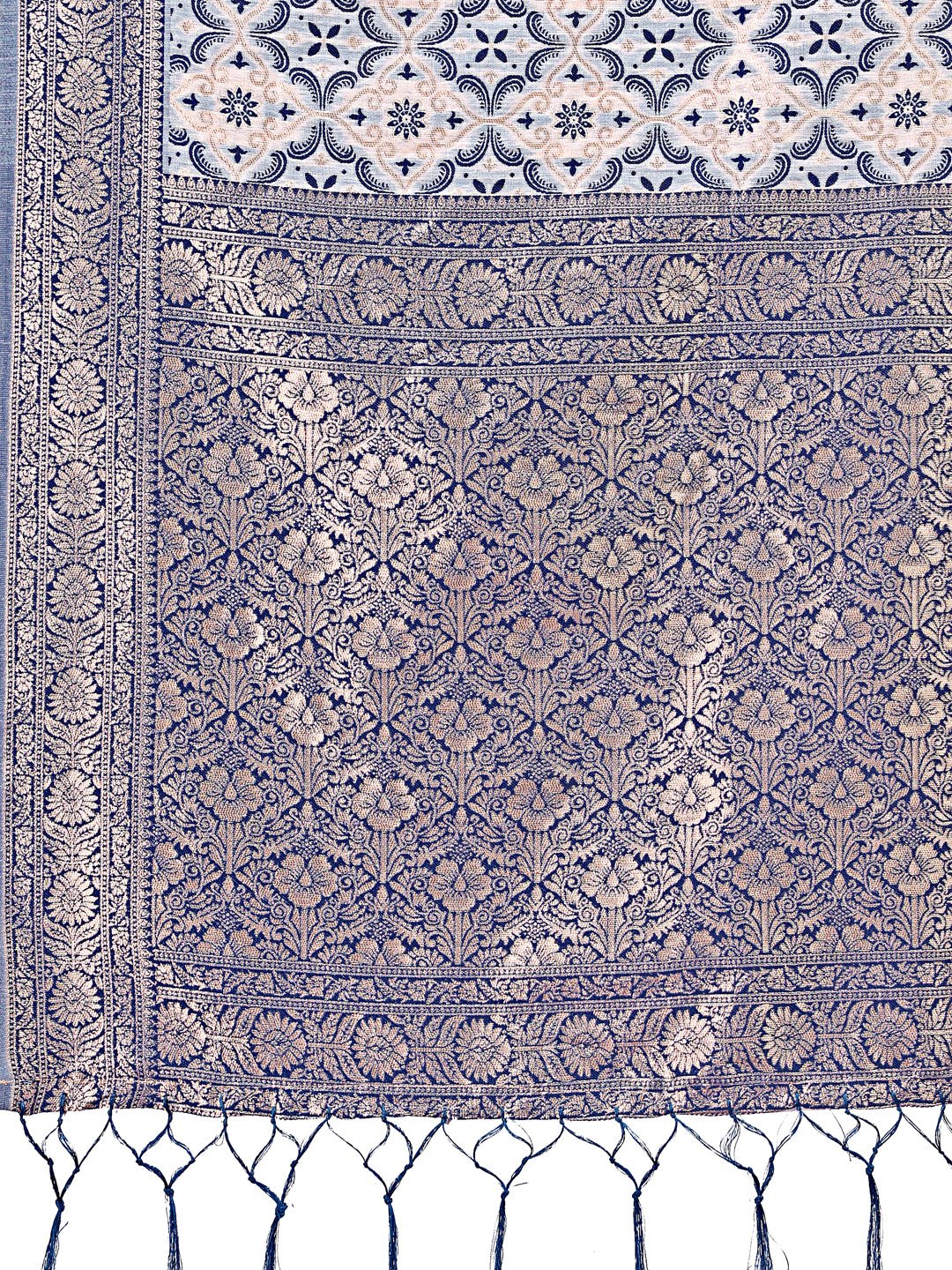 Shree Shyam Fashion Blue Linen Saree with Rich Woven Zari Work - Elegant Ethnic Saree for Festive & Office Wear