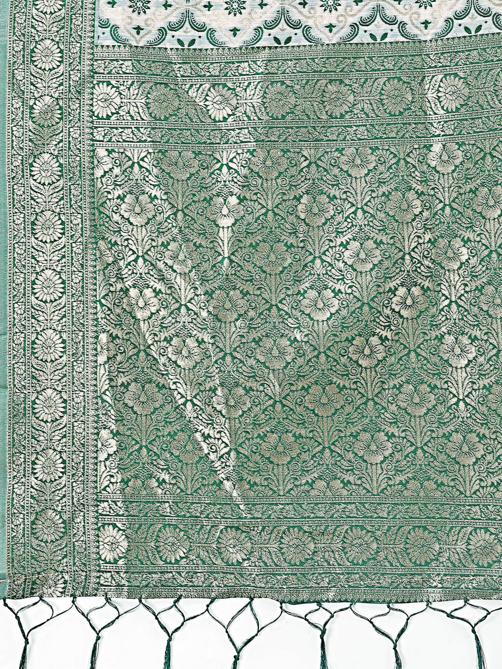Shree Shyam Fashion Green Linen Saree with Rich Woven Zari Work - Elegant Ethnic Saree for Festive & Office Wear