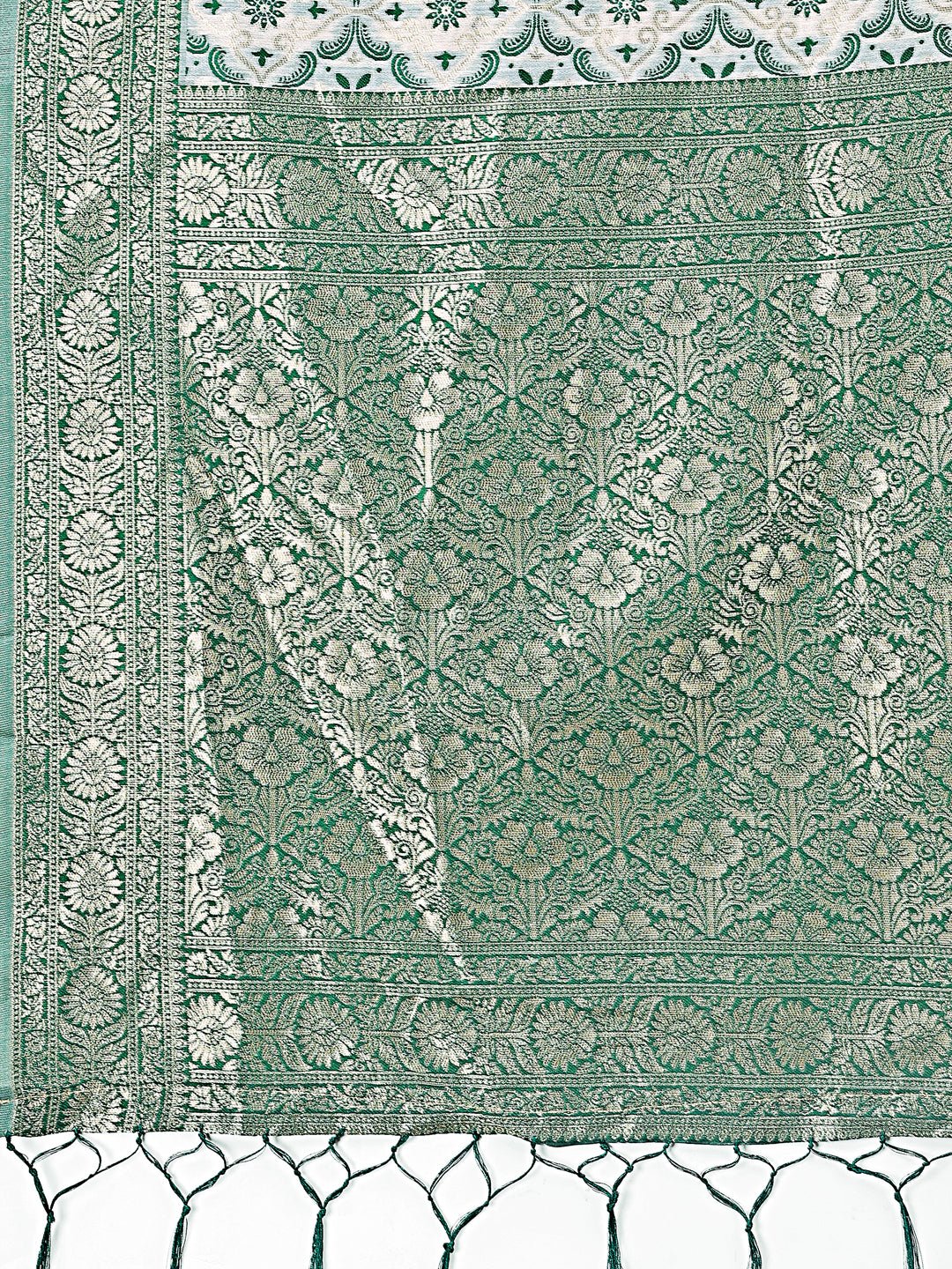 Shree Shyam Fashion Green Linen Saree with Rich Woven Zari Work - Elegant Ethnic Saree for Festive & Office Wear