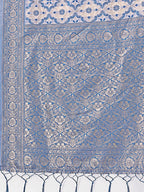 Shree Shyam Fashion Sky Blue Linen Saree with Rich Woven Zari Work - Elegant Ethnic Saree for Festive & Office Wear