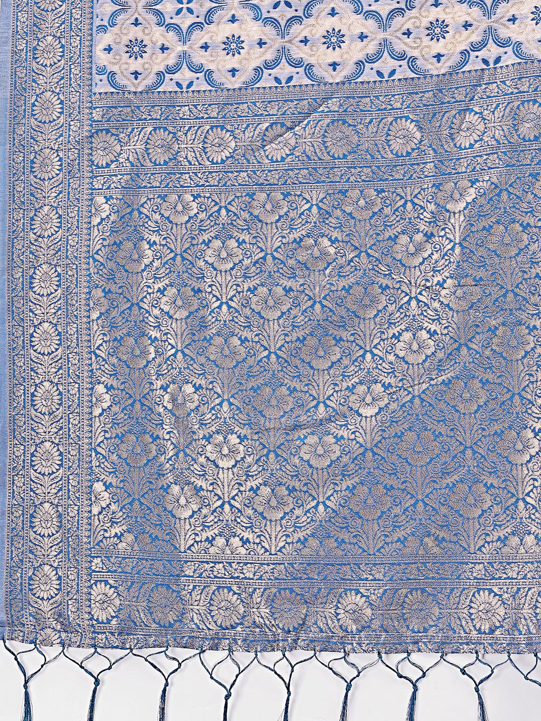 Shree Shyam Fashion Sky Blue Linen Saree with Rich Woven Zari Work - Elegant Ethnic Saree for Festive & Office Wear