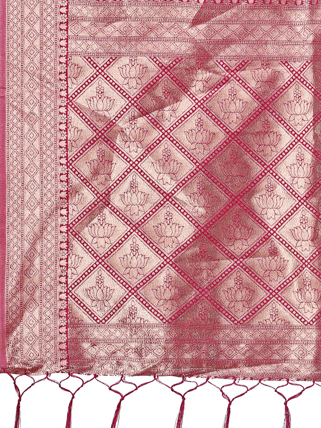 Shree Shyam Fashion Elegant Pink & Cream Linen Saree with Geometric Design and Zari Border - Festive & Party Wear