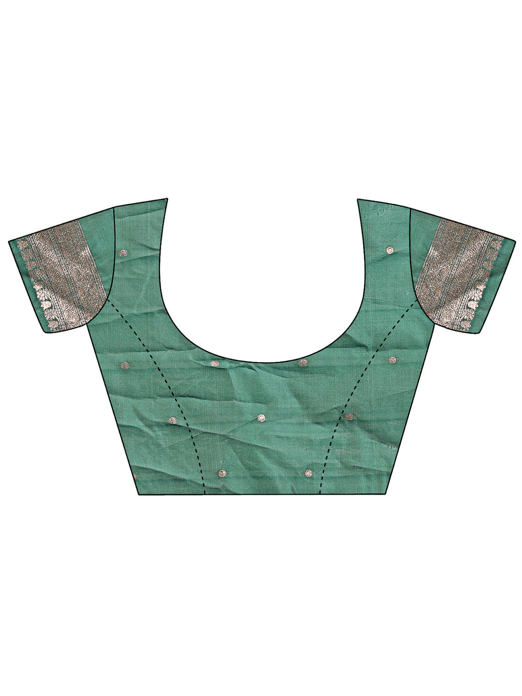 Shree Shyam Fashion Elegant Green & Cream Linen Saree with Geometric Design and Zari Border - Festive & Party Wear