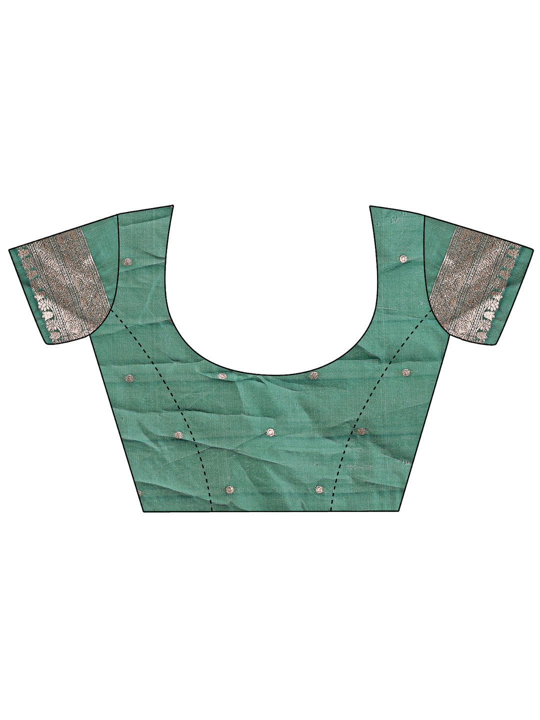 Shree Shyam Fashion Elegant Green & Cream Linen Saree with Geometric Design and Zari Border - Festive & Party Wear