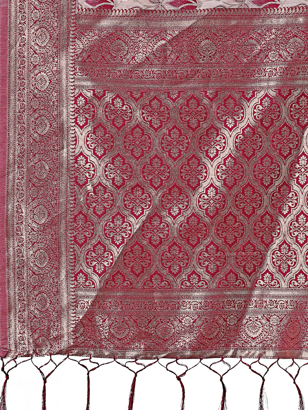 Shree Shyam Fashion Stunning Beige & Purple Linen Saree with Floral Print and Rich Zari Pallu - Festive & Traditional Wear