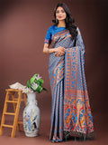 Shree Shyam Fashion Vibrant Copper & Blue Banarasi Silk Saree with Colorful Pallu - Perfect Blend of Tradition and Festive Elegance