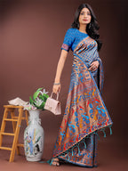 Shree Shyam Fashion Vibrant Copper & Blue Banarasi Silk Saree with Colorful Pallu - Perfect Blend of Tradition and Festive Elegance