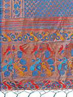 Shree Shyam Fashion Vibrant Copper & Blue Banarasi Silk Saree with Colorful Pallu - Perfect Blend of Tradition and Festive Elegance