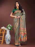 Shree Shyam Fashion Vibrant Copper & Green Banarasi Silk Saree with Colorful Pallu - Perfect Blend of Tradition and Festive Elegance