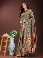Shree Shyam Fashion Vibrant Copper & Green Banarasi Silk Saree with Colorful Pallu - Perfect Blend of Tradition and Festive Elegance