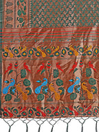Shree Shyam Fashion Vibrant Copper & Green Banarasi Silk Saree with Colorful Pallu - Perfect Blend of Tradition and Festive Elegance