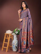 Shree Shyam Fashion Vibrant Copper & Navy Blue Banarasi Silk Saree with Colorful Pallu - Perfect Blend of Tradition and Festive Elegance
