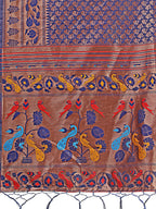 Shree Shyam Fashion Vibrant Copper & Navy Blue Banarasi Silk Saree with Colorful Pallu - Perfect Blend of Tradition and Festive Elegance