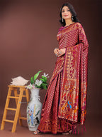 Shree Shyam Fashion Vibrant Copper & Magenta Banarasi Silk Saree with Colorful Pallu - Perfect Blend of Tradition and Festive Elegance