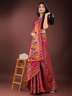 Shree Shyam Fashion Vibrant Copper & Magenta Banarasi Silk Saree with Colorful Pallu - Perfect Blend of Tradition and Festive Elegance